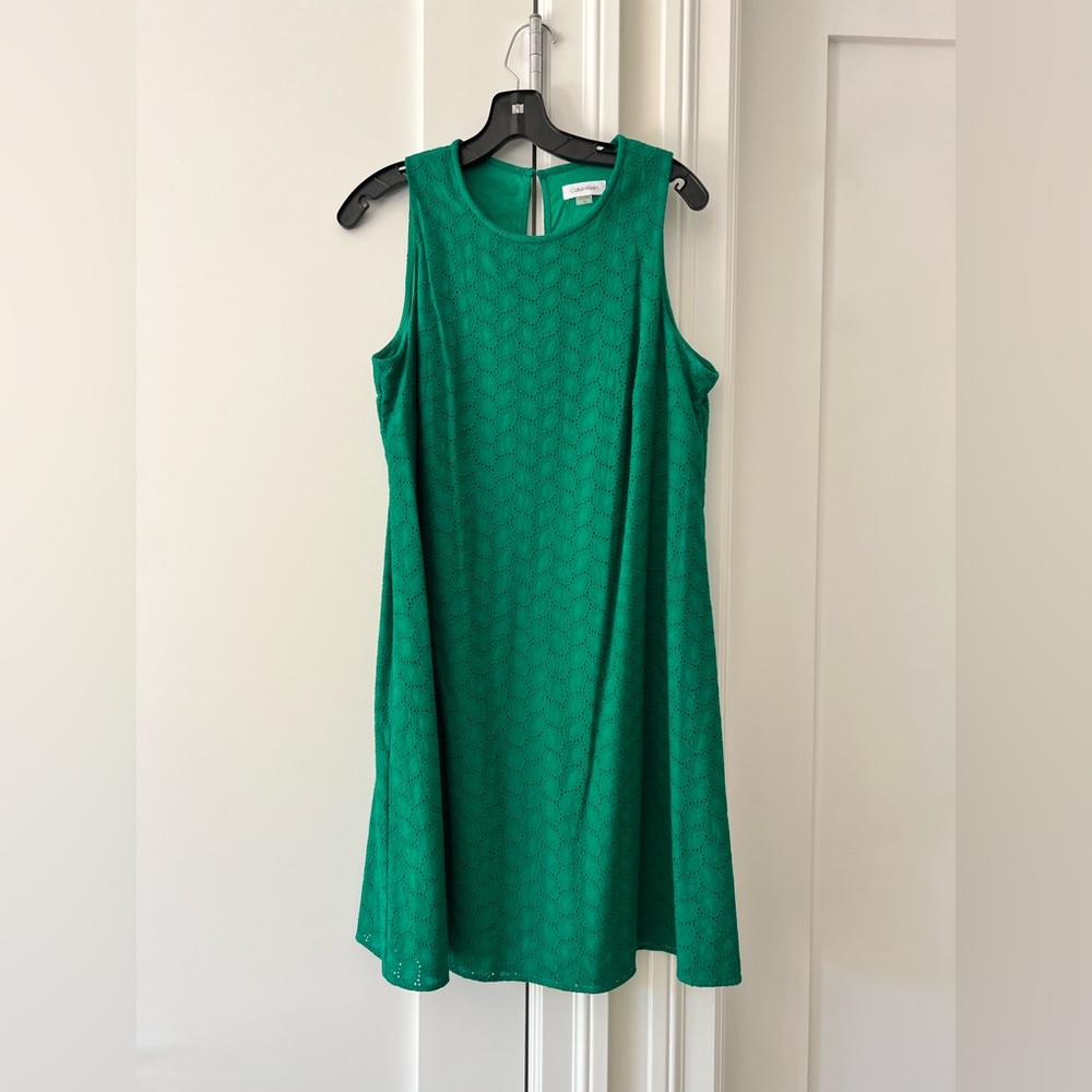 Calvin Klein green dress, sleeveless, size 12. Excellent condition!